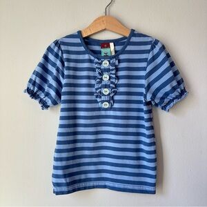 Matilda Jane Girl’s Blue Stripe Button Ruffle Shirt Size 4